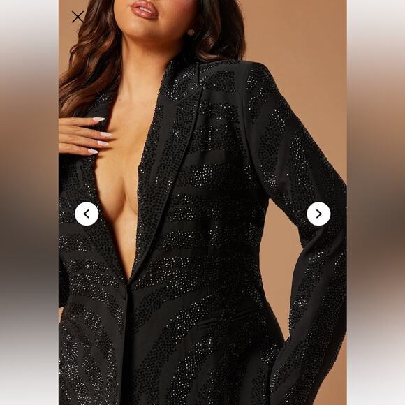 Fashion nova nova luxe NWT Karina suit set black beaded crystal gala wedding 3X - Picture 3 of 16